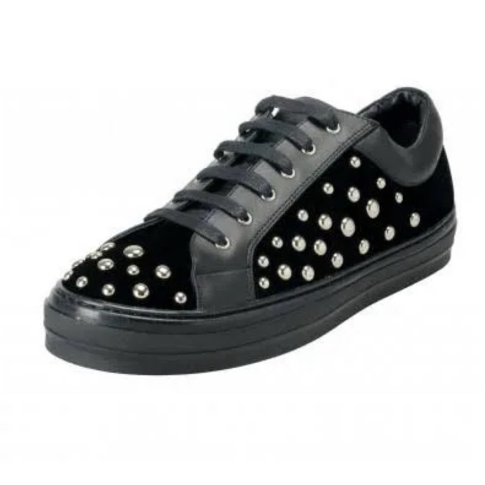Salvatore Ferragamo Velvet Liu Rock Sneakers – Black Studded